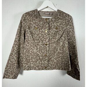 Chico's Womens Leopard Print Button-Front Blazer Jacket Size 0 Brown Casual NWOT
